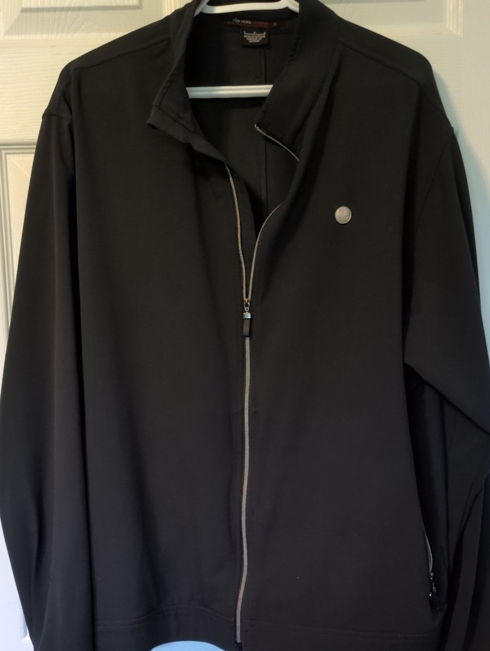 Men's Black Full-Zip Bomber Jacket with Subtle Metal BMW Emblem